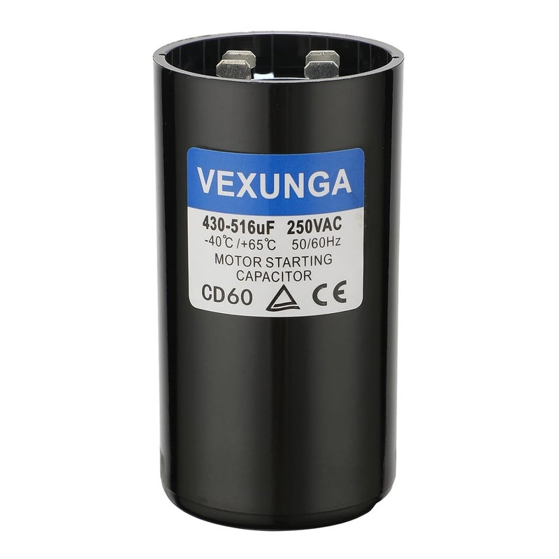 VEXUNGA 430-516 uF MFD 250 VAC 50/60 Hz Round Motor Start Capacitor CD60 Single Phase Capacitors for AC Motors Starting or Pool Pump or Well Pump - Image 1